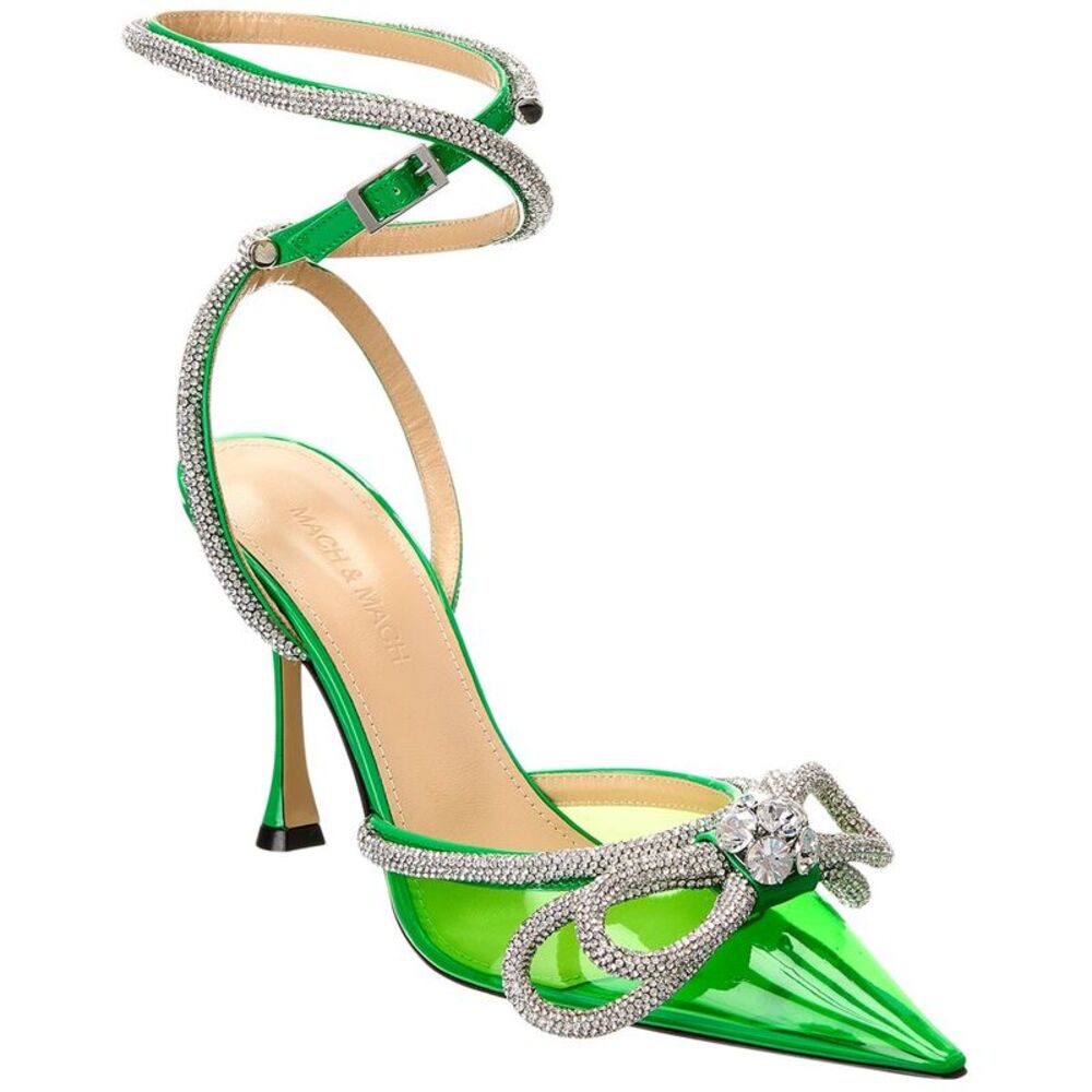 Mach & Mach Double Bow Vinyl & Leather Pump, Green